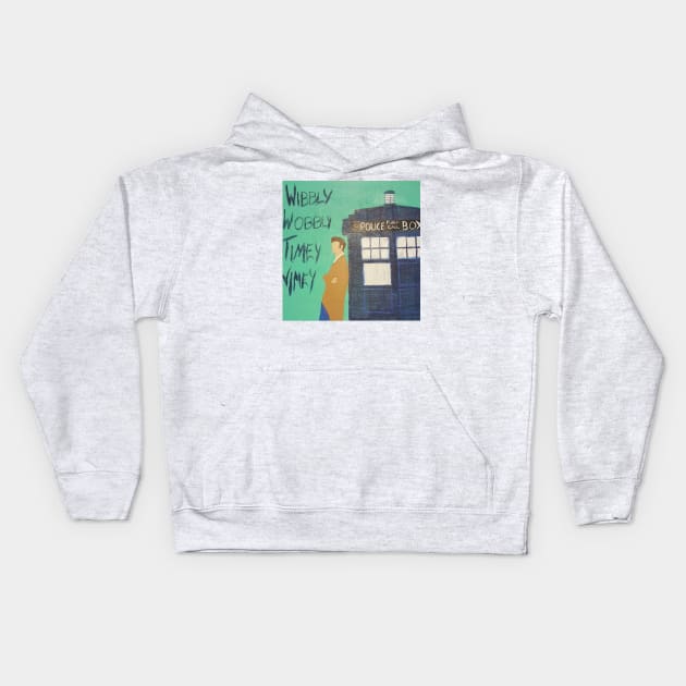 Wibbly Wobbly Timey Wimey Kids Hoodie by CaveofNerdom